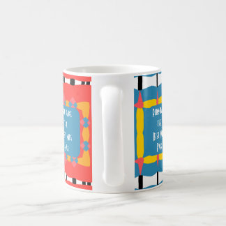 Taza De Café Geométrico llamativo rojo, azul y amarillo