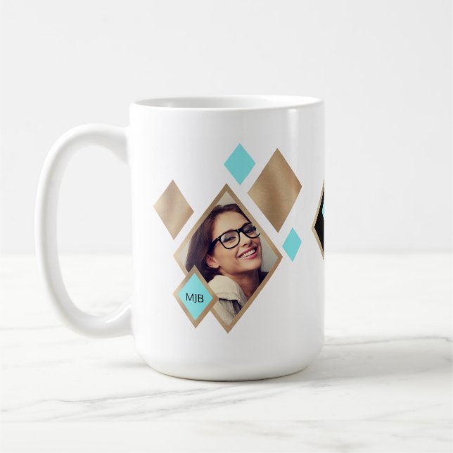 Taza De Café Geométrico moderno de diamante fotográfico 2 con m (Izquierda)