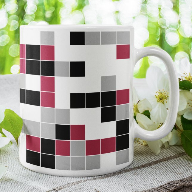 Taza De Café Geométrico moderno de gris negro magenta (Subido por el creador)