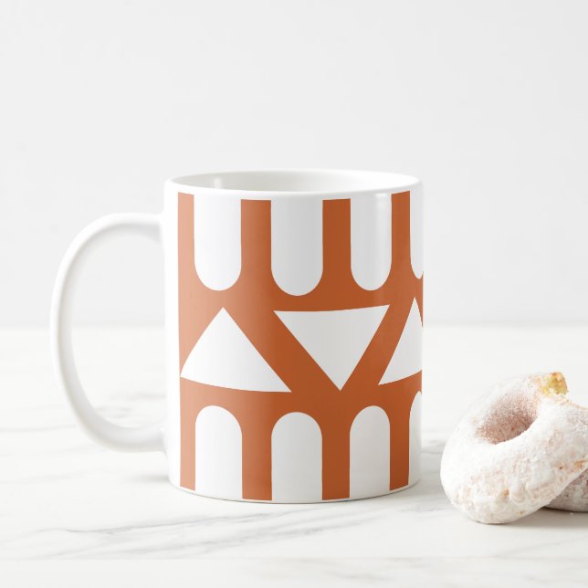 Taza De Café Geométrico moderno y blanco naranja (Con donut)