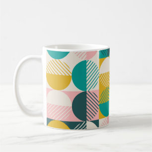 Taza De Café Geométrico retro: patrón vintage moderno.