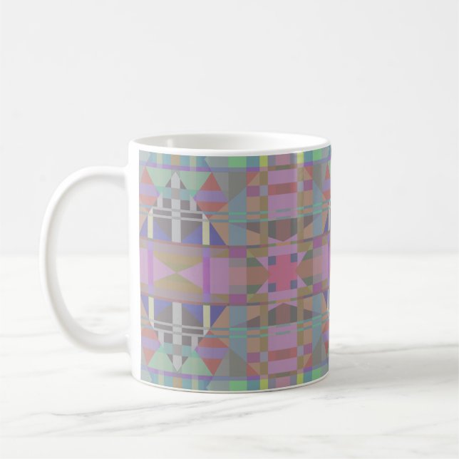 Taza De Café Geométrico rosa púrpura verde (Izquierda)