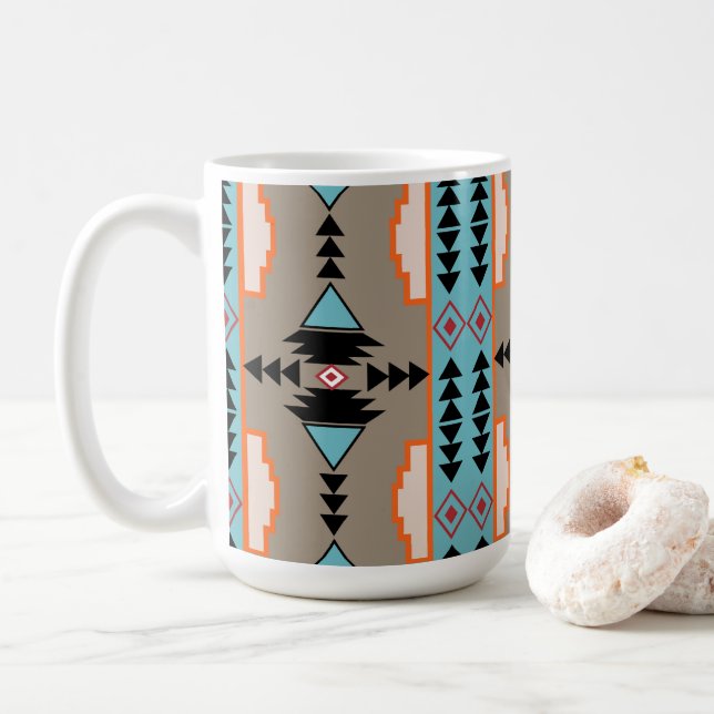 Taza De Café Geométrico tribal azteca (Con donut)