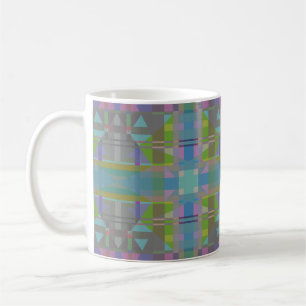 Taza De Café Geométrico verde azul púrpura