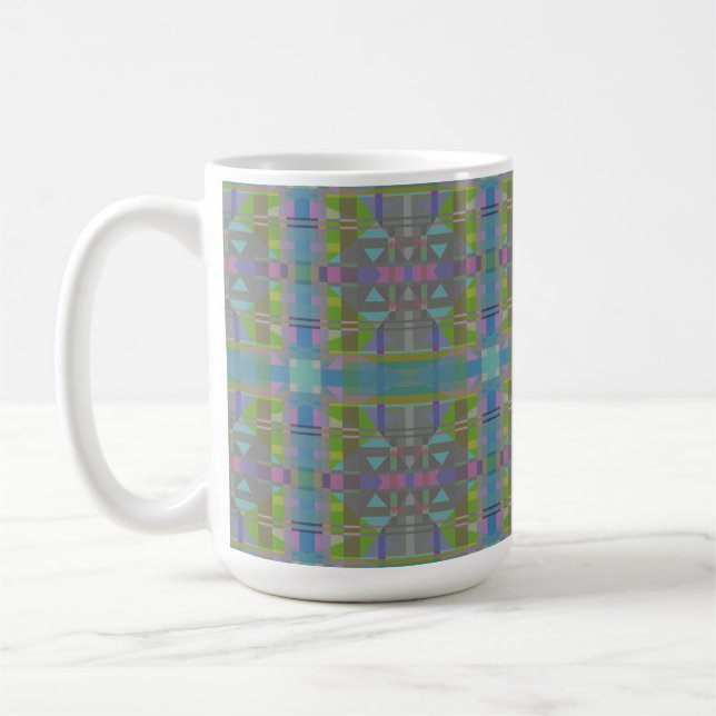 Taza De Café Geométrico verde azul púrpura (Izquierda)