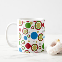Taza De Café Geométricos Círculos Rojos Verde Azul Plata Oro