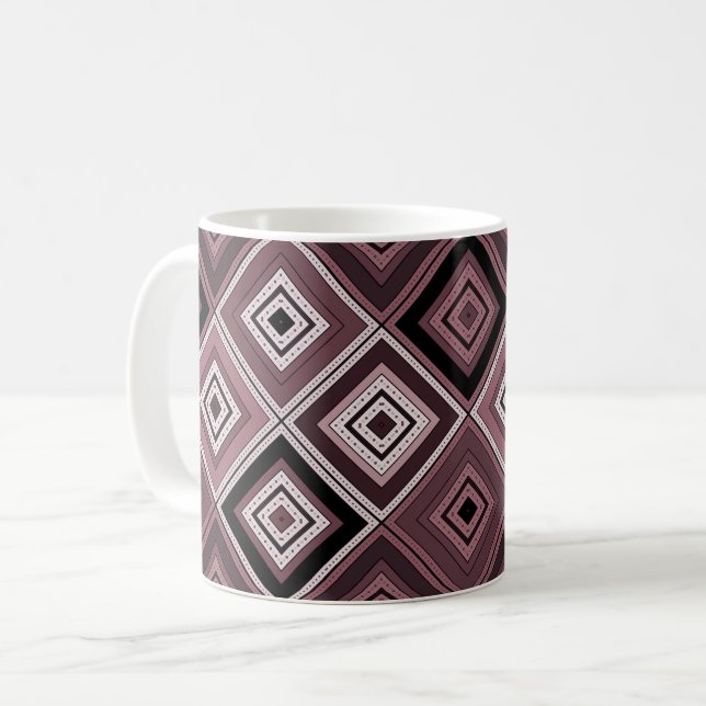 Taza De Café Geometry ethnic patchwork brown burgundy  (Anverso izquierdo)