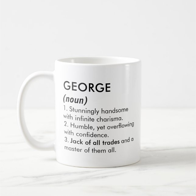 Taza De Café George name, Editable name, Custom name (Izquierda)