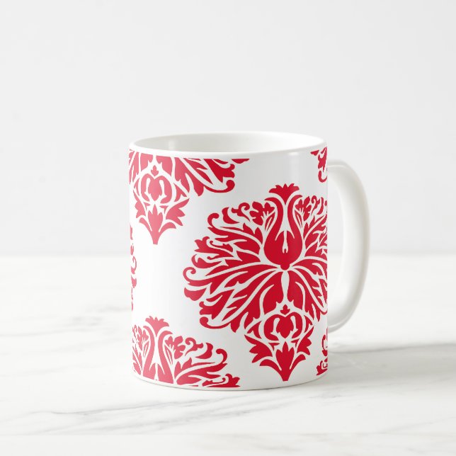 Taza De Café Geranium Elegant Damask Coffee Mug (Anverso derecho)