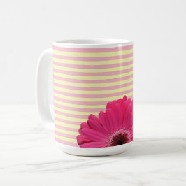 Taza De Café Gérber rosa Daisy Candy Stripe Café Mug