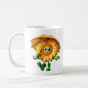 Taza De Café Gerbera bajo un paraguas