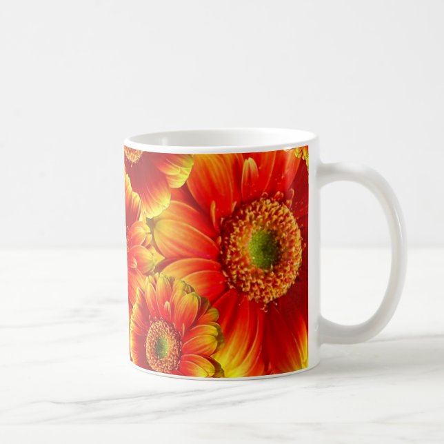 Taza De Café Gerbera Daisies, amarilla y Naranja (Derecha)