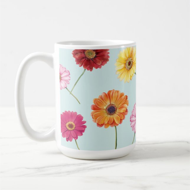 Taza De Café Gerbera,pink,red,orange,yellow  (Izquierda)