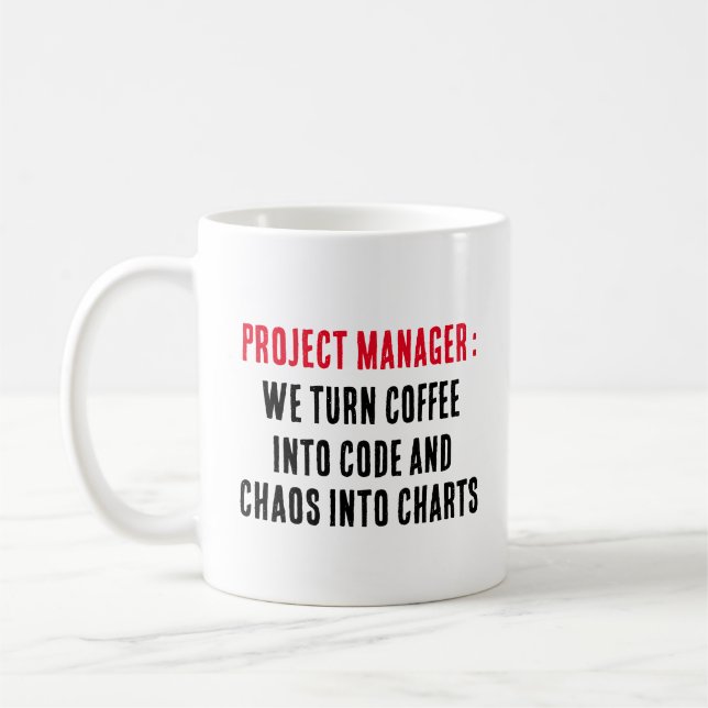 Taza De Café Gerente de proyectos Convertimos el café en código (Izquierda)