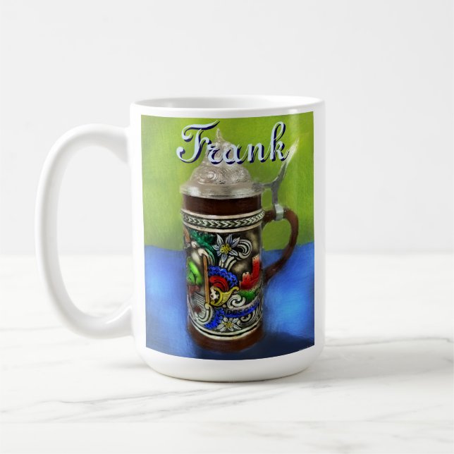 Taza De Café German Beer Stein w/Hinged Lid Personalized (Izquierda)