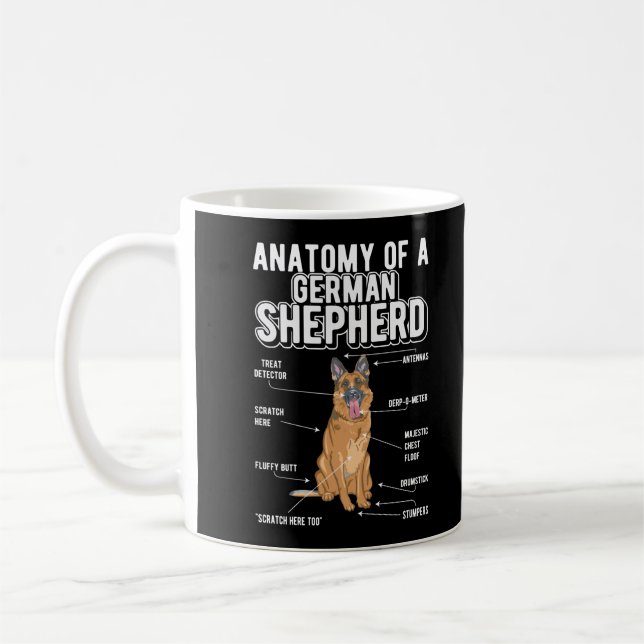 Taza De Café German Shepherd Anatomy Funny Dog (Izquierda)