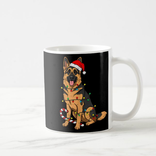 Taza De Café German Shepherd Dog Christmas Lights Xmas Pet Dog  (Derecha)