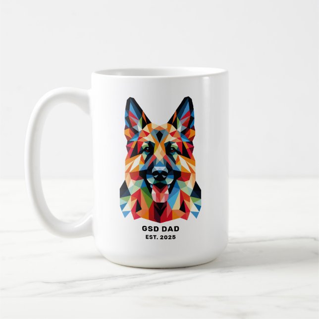 Taza De Café German Shepherd Dog Dad Established Date (Izquierda)