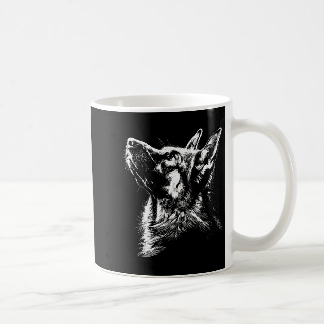 Taza De Café German Shepherd Silhouette Graphic German Shepherd (Derecha)