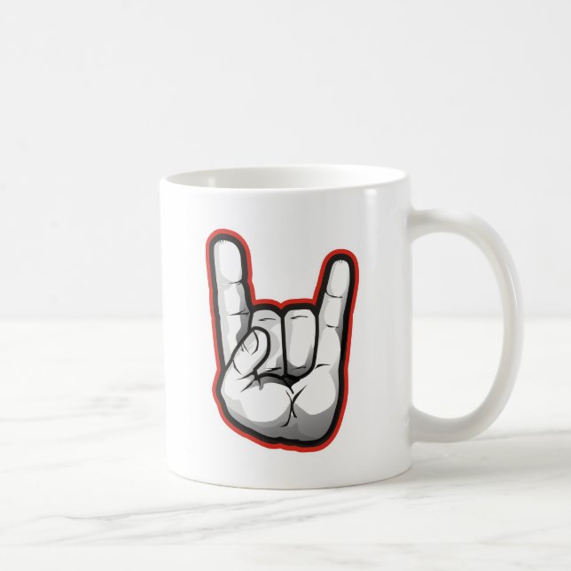 Taza De Café Gesto de mano de los cuernos del diablo (Derecha)