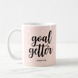 Taza De Café Getter de objetivo | Puntos de polka rosa y tipogr