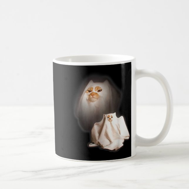 Taza De Café Ghost Cat Meme Funny Halloween Men Women Kids  (Derecha)