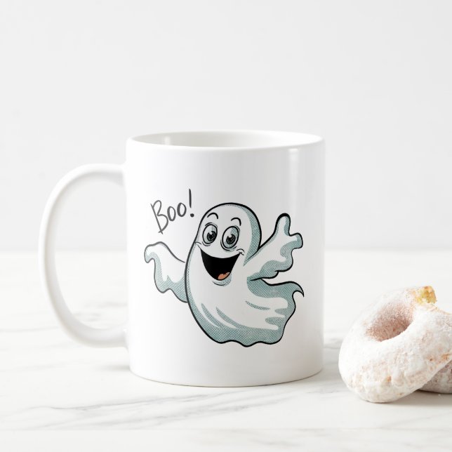 Taza De Café Ghost Cute Happy (Con donut)