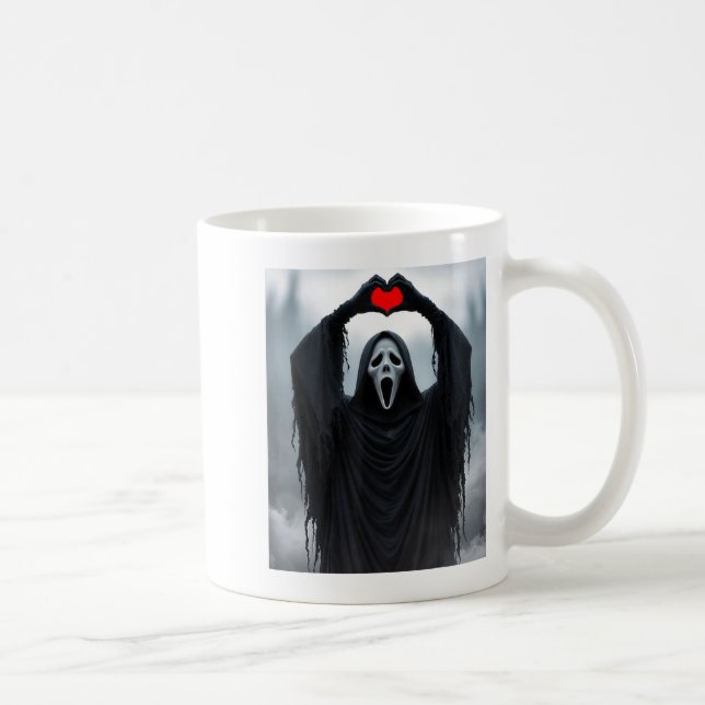 Taza De Café Ghost Red Heart Hands Y Face Halloween Valentines  (Derecha)