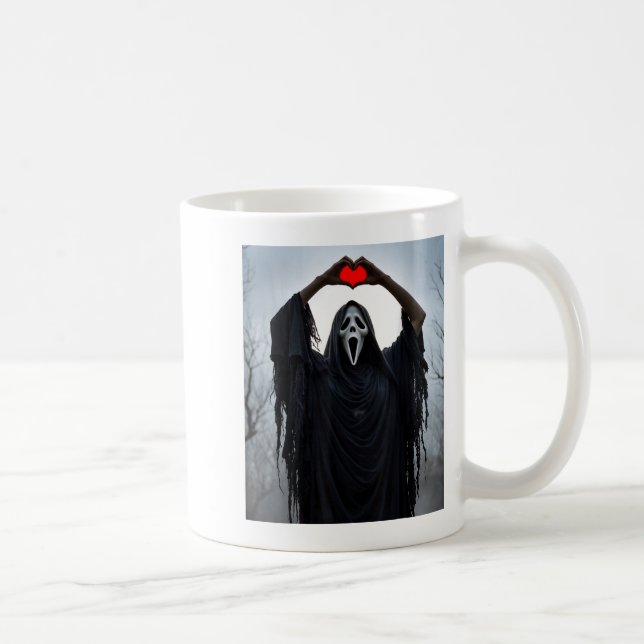 Taza De Café Ghost Red Heart Hands Y Face Halloween Valentines  (Derecha)