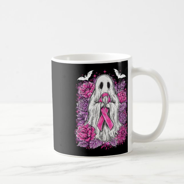 Taza De Café Ghost Ribbon Sensibilización sobre el Cáncer de Ma (Derecha)