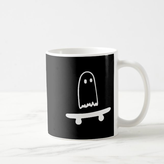 Taza De Café Ghost Skateboard Lazy Halloween Costume Funny Skat (Derecha)