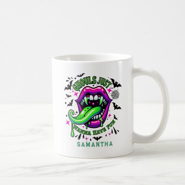 Taza De Café Ghouls Solo Quiere Tener Boca De Vampiro Divertido (Derecha)