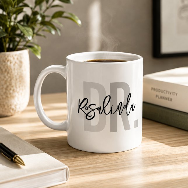 Taza De Café Gif de Agradecimiento de Nuevo Doctor PhD Nombre P (Trendy New Doctor PhD Custom Name Appreciation Gif Coffee Mug)