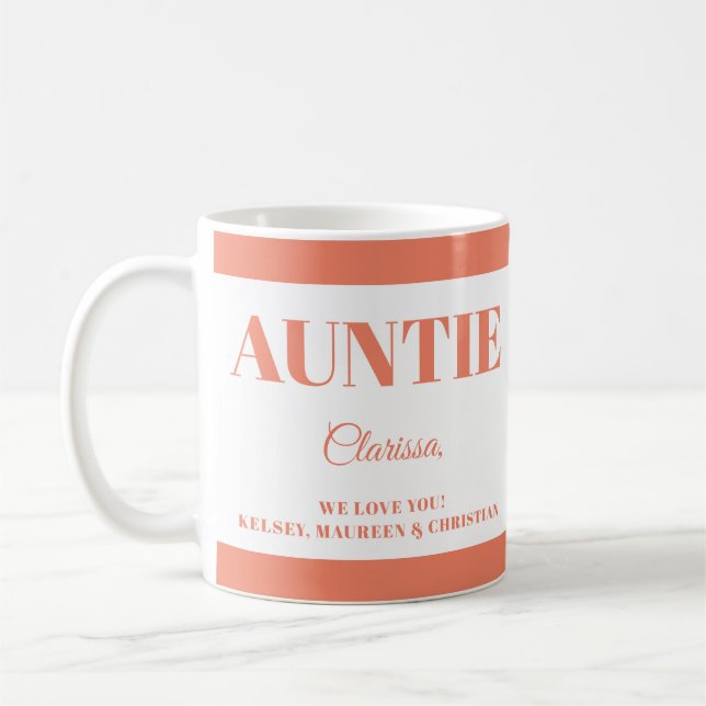 Taza De Café Gift for Auntie with  Names  (Izquierda)