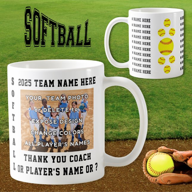 Taza De Café Gifts for Softball Coaches or Players. Softball (Gift ideas for softball coaches. Softball senior gifts or Softball Team gift ideas. Softball mugs.)