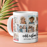 Taza De Café Gigante 14 Cuadrícula de Collage de fotos - 2 Cuadros de t<br><div class="desc">Usa 14 fotos de SQUARE para crear un fotomontaje personal. Este diseño moderno y limpio incluye 2 bloques de texto: 1 en un guión moderno y 1 en una fuente san serif para añadir un nombre o un nombre de familia. El color de fondo y las fuentes se pueden cambiar...</div>