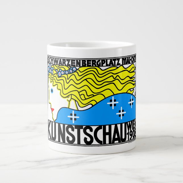 Taza De Café Gigante 1908 Viena Art Nouveau Show Fair Maiden (Frente)