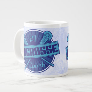 Taza De Café Gigante #1 Coach Lacrosse (azul) Jumbo Mug