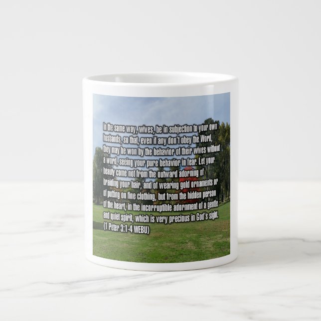 Taza De Café Gigante 1 Peter 3:1-4 WEBU Mug (Frente)