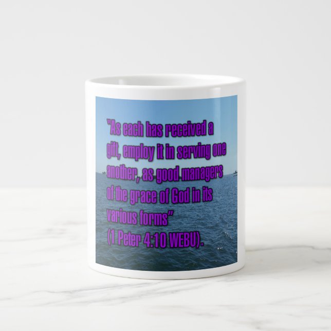 Taza De Café Gigante 1 Peter 4:10 WEBU Mug (Frente)