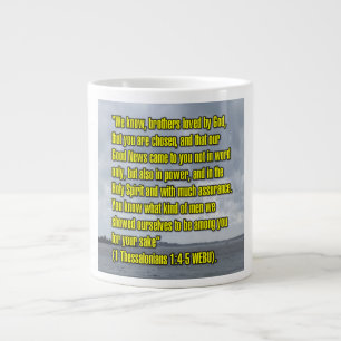 Taza De Café Gigante 1 Tesalonicenses 1:4-5 WEBU Mug