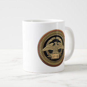 Taza De Café Gigante [200] Águila imperial romana dorada sobre medallón