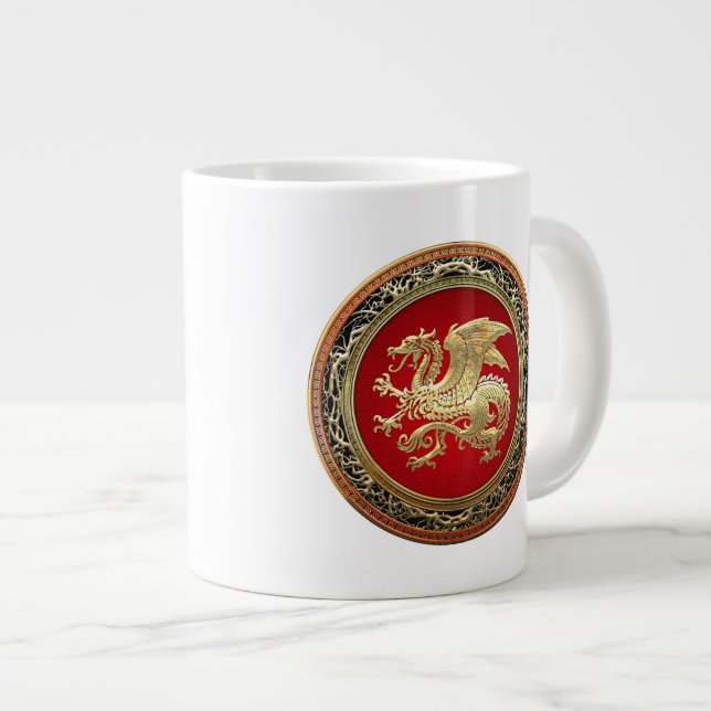 Taza De Café Gigante [200] Dragón islandés, Landvttir [Gold] (Derecha)