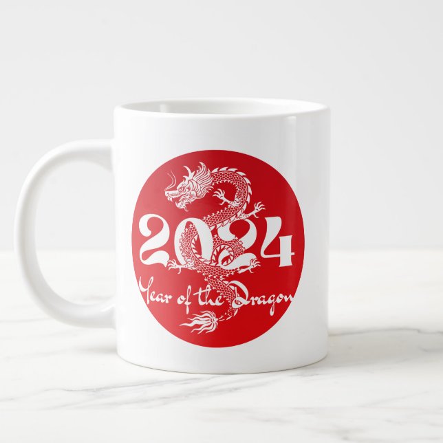 Taza De Café Gigante 2024 year of the dragon red white (Izquierda)
