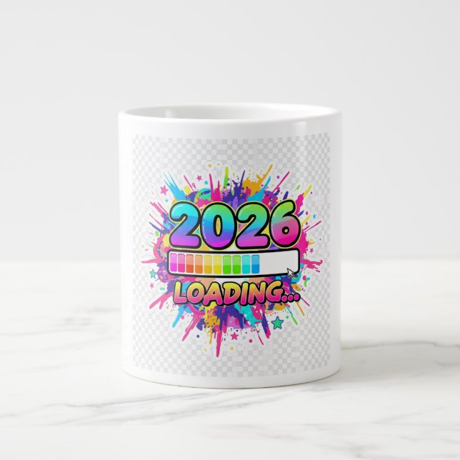Taza De Café Gigante 2026 Loading... Progress Bar Sticker (Frente)