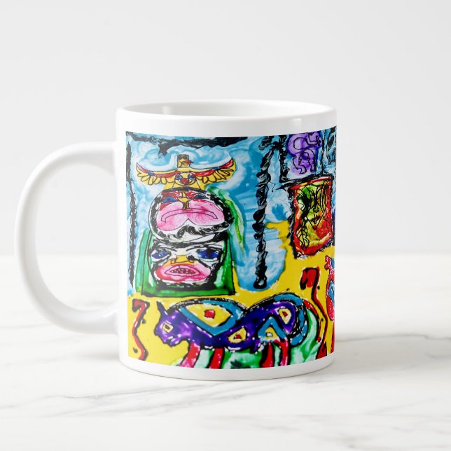 TAZA DE CAFÉ GIGANTE 20 OZ: BÚFALO DE PURPLE ABSTRACTO (Izquierda)