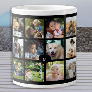 Taza De Café Gigante 24 collage de fotos monograma personalizado