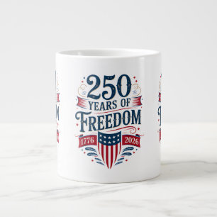 Taza De Café Gigante 250 Años de Libertad 1776 2026 4 de Julio Cumpleañ
