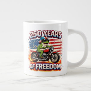Taza De Café Gigante 250 Años De Libertad Rana Motera Patriótica EEUU