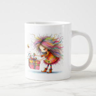 Taza De Café Gigante *  2 Colorido  Caprichoso Navidad Niña  Regalo AP9